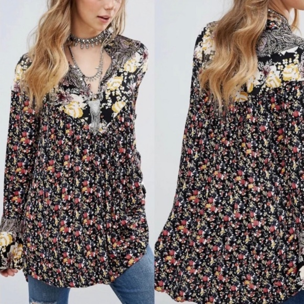 Free‎ People Long Sleeve Tunic Top Size Small